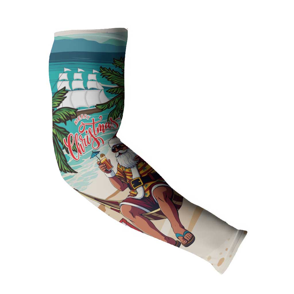 Liberia Christmas Arm Sleeves Santa Chill on Tropical Beach