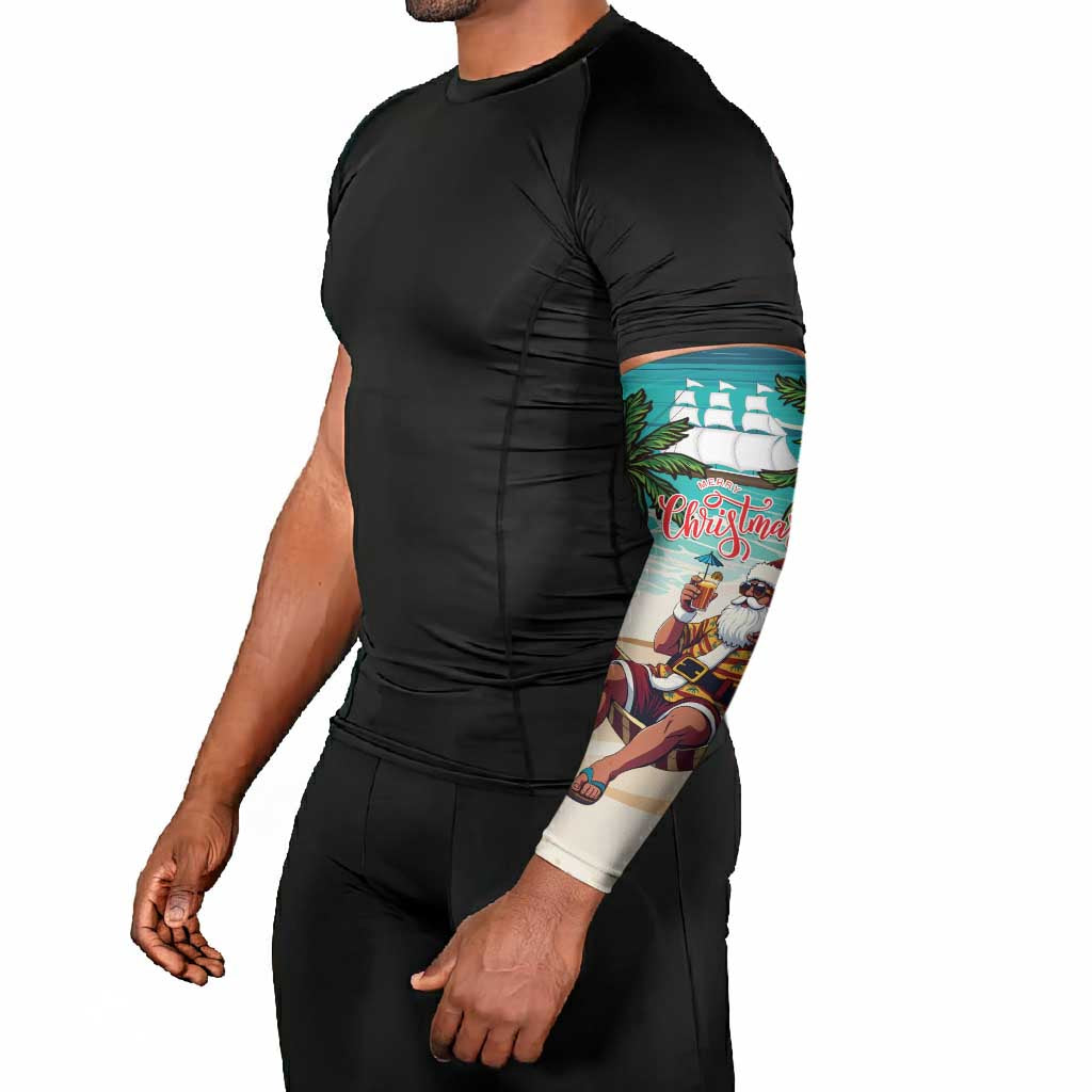 Liberia Christmas Arm Sleeves Santa Chill on Tropical Beach