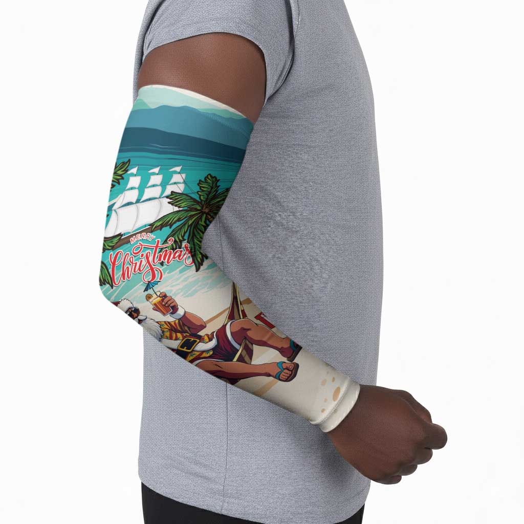 Liberia Christmas Arm Sleeves Santa Chill on Tropical Beach