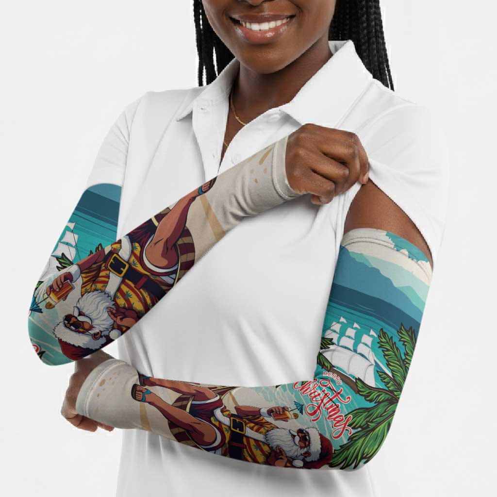 Liberia Christmas Arm Sleeves Santa Chill on Tropical Beach