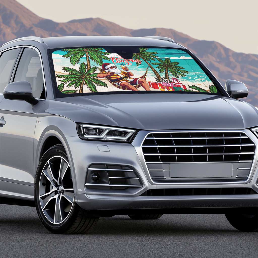 Liberia Christmas Auto Sun Shade Santa Chill on Tropical Beach