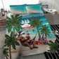 Afro Christmas in Liberia Bedding Set Santa Chill on Tropical Beach - African Pride