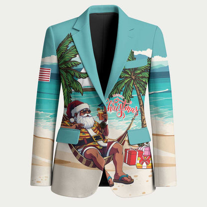 Liberia Christmas Blazer Santa Chill on Tropical Beach