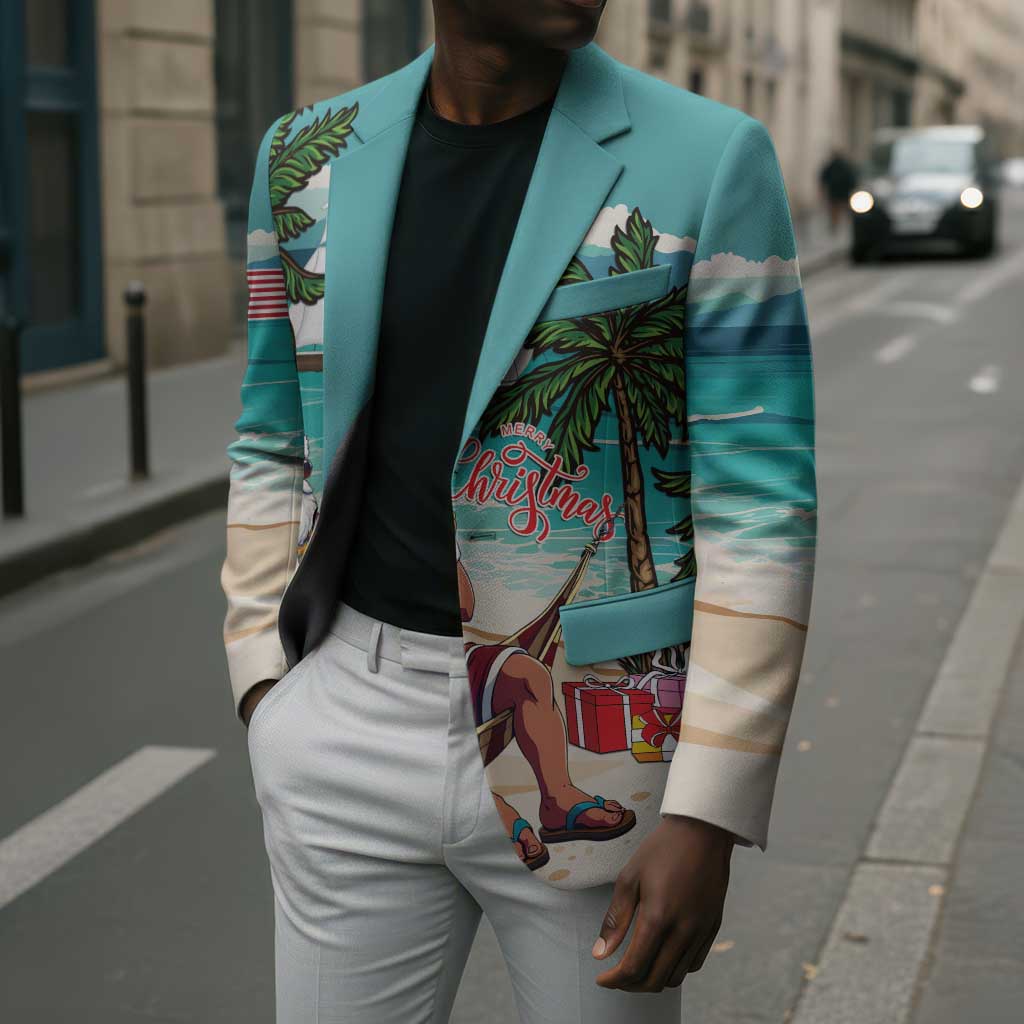 Liberia Christmas Blazer Santa Chill on Tropical Beach