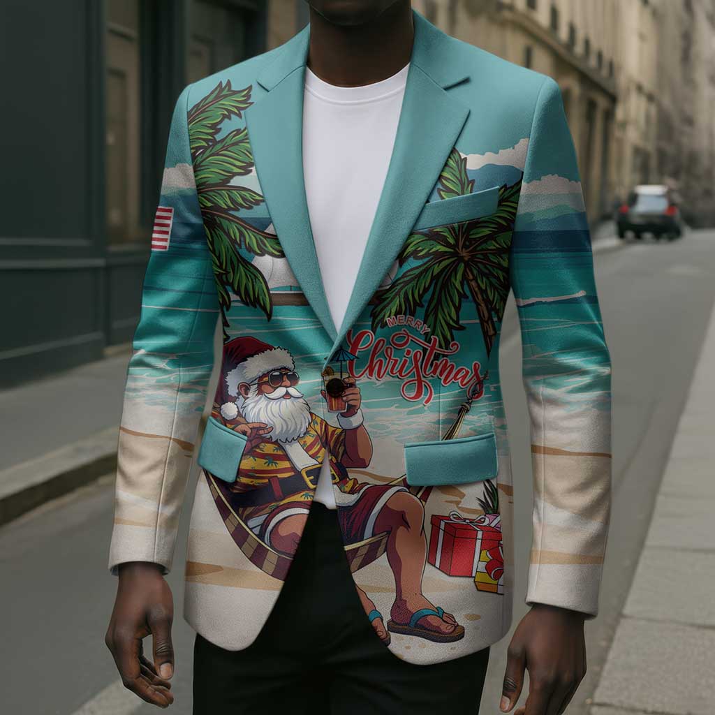 Liberia Christmas Blazer Santa Chill on Tropical Beach
