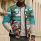 Liberia Christmas Bomber Puffer Jacket Santa Chill on Tropical Beach