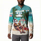 Liberia Christmas Button Sweatshirt Santa Chill on Tropical Beach