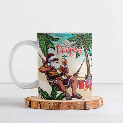 Liberia Christmas Ceramic Mug Santa Chill on Tropical Beach