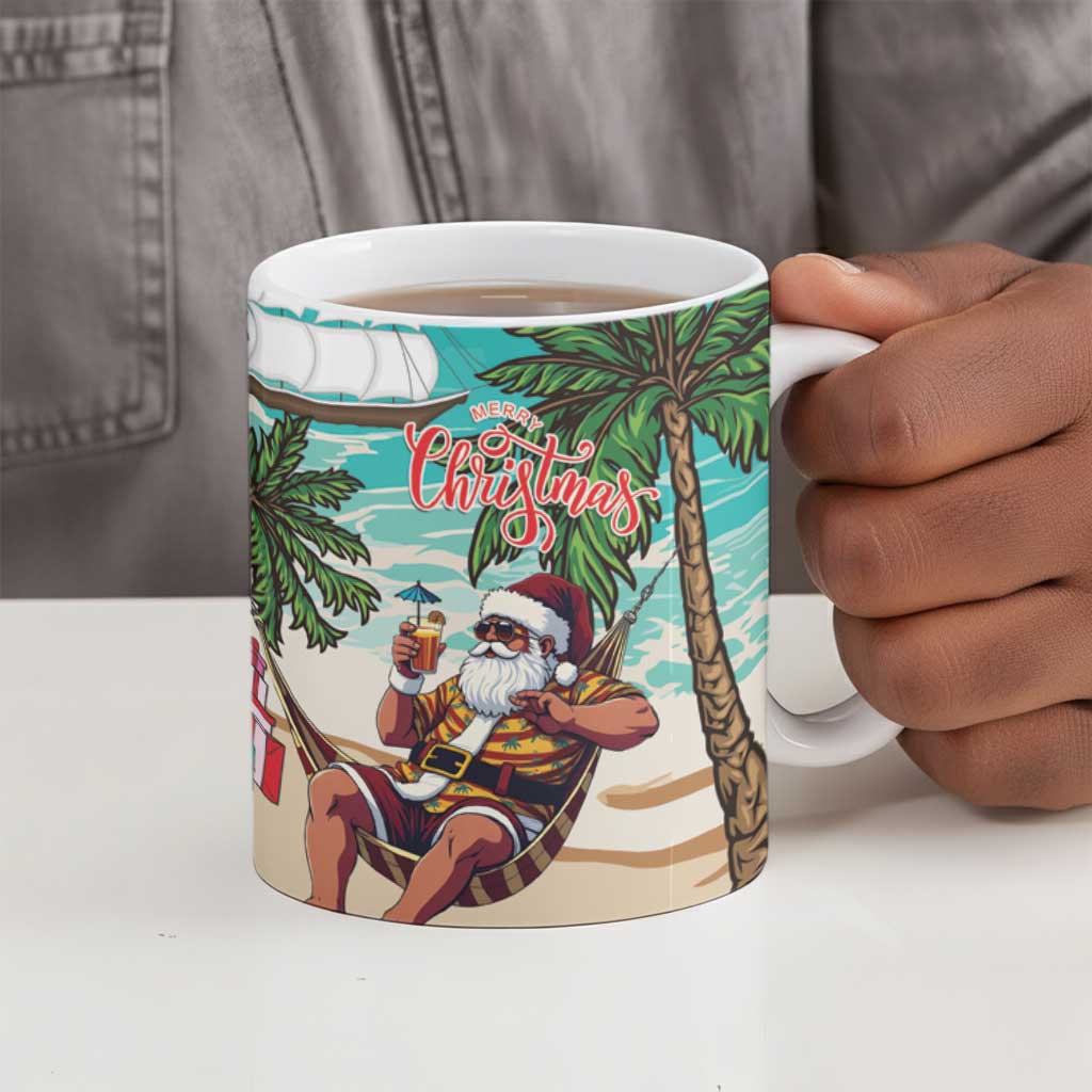 Liberia Christmas Ceramic Mug Santa Chill on Tropical Beach