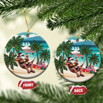 Afro Christmas in Liberia Ceramic Ornament Santa Chill on Tropical Beach - African Pride