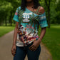 Liberia Christmas Cross Shoulder Shirt Santa Chill on Tropical Beach