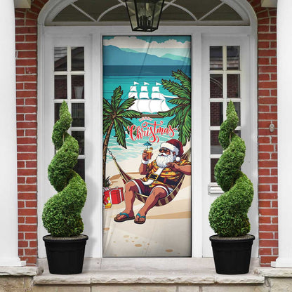 Liberia Christmas Door Cover Santa Chill on Tropical Beach