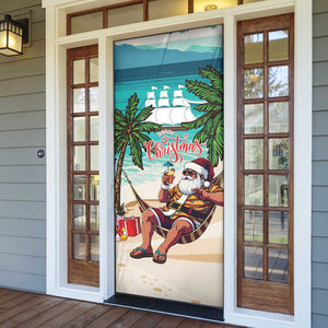 Liberia Christmas Door Cover Santa Chill on Tropical Beach