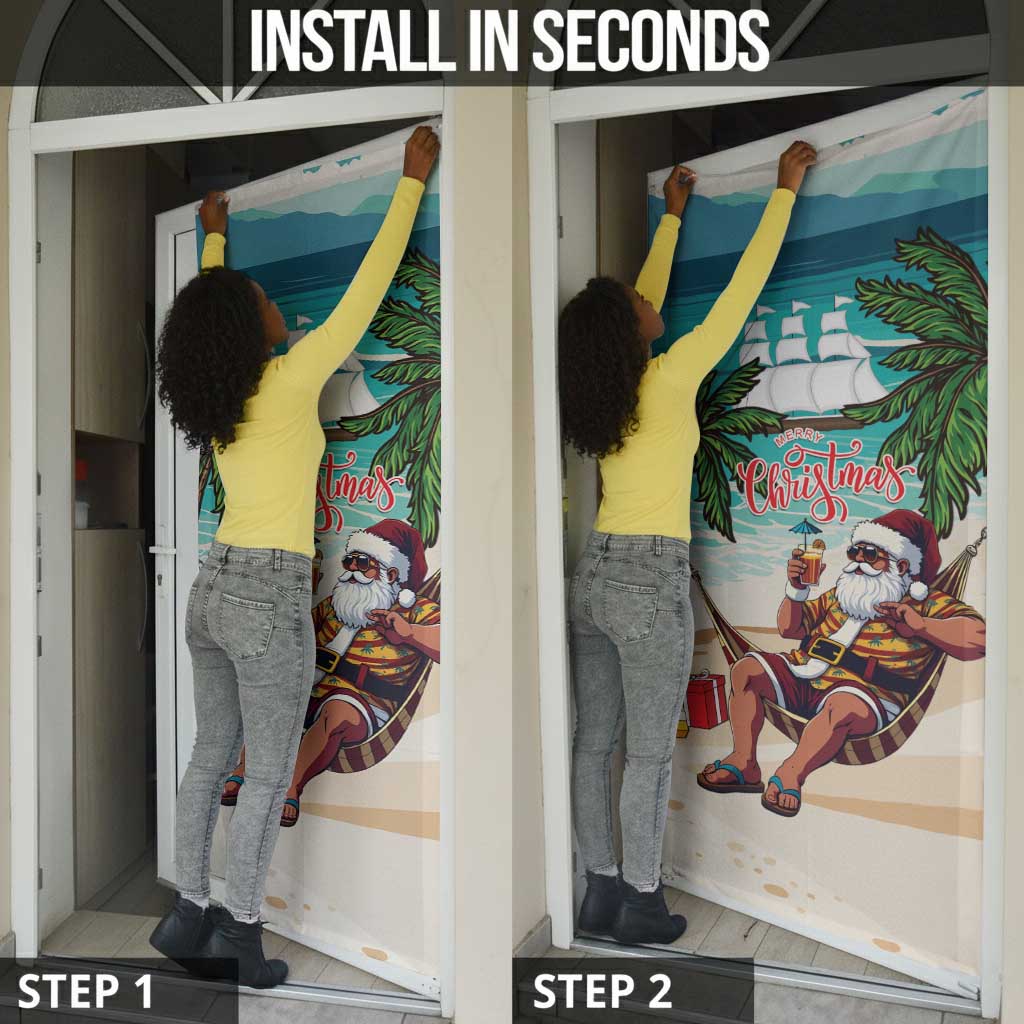 Liberia Christmas Door Cover Santa Chill on Tropical Beach