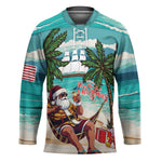 Liberia Christmas Hockey Jersey Santa Chill on Tropical Beach