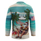 Liberia Christmas Hockey Jersey Santa Chill on Tropical Beach