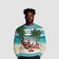 Afro Christmas in Liberia Ugly Christmas Sweater Santa Chill on Tropical Beach - African Pride