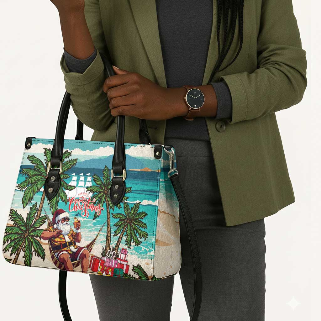 Liberia Christmas Leather Bag Santa Chill on Tropical Beach