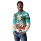 Afro Christmas in Liberia Long Sleeve Polo Shirt Santa Chill on Tropical Beach - African Pride