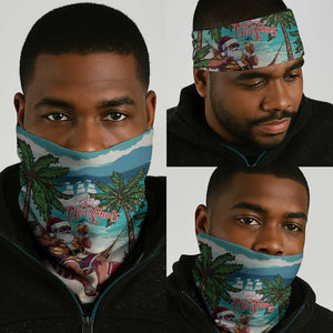 Afro Christmas in Liberia Neck Gaiter Santa Chill on Tropical Beach - African Pride