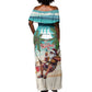 Afro Christmas in Liberia Off Shoulder Maxi Dress Santa Chill on Tropical Beach - African Pride