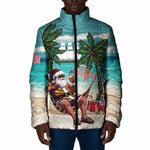 Liberia Christmas Padded Jacket Santa Chill on Tropical Beach