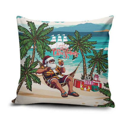 Liberia Christmas Pillow Cover Santa Chill on Tropical Beach