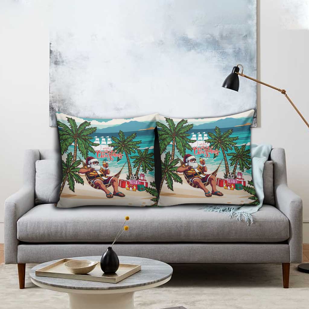 Liberia Christmas Pillow Cover Santa Chill on Tropical Beach
