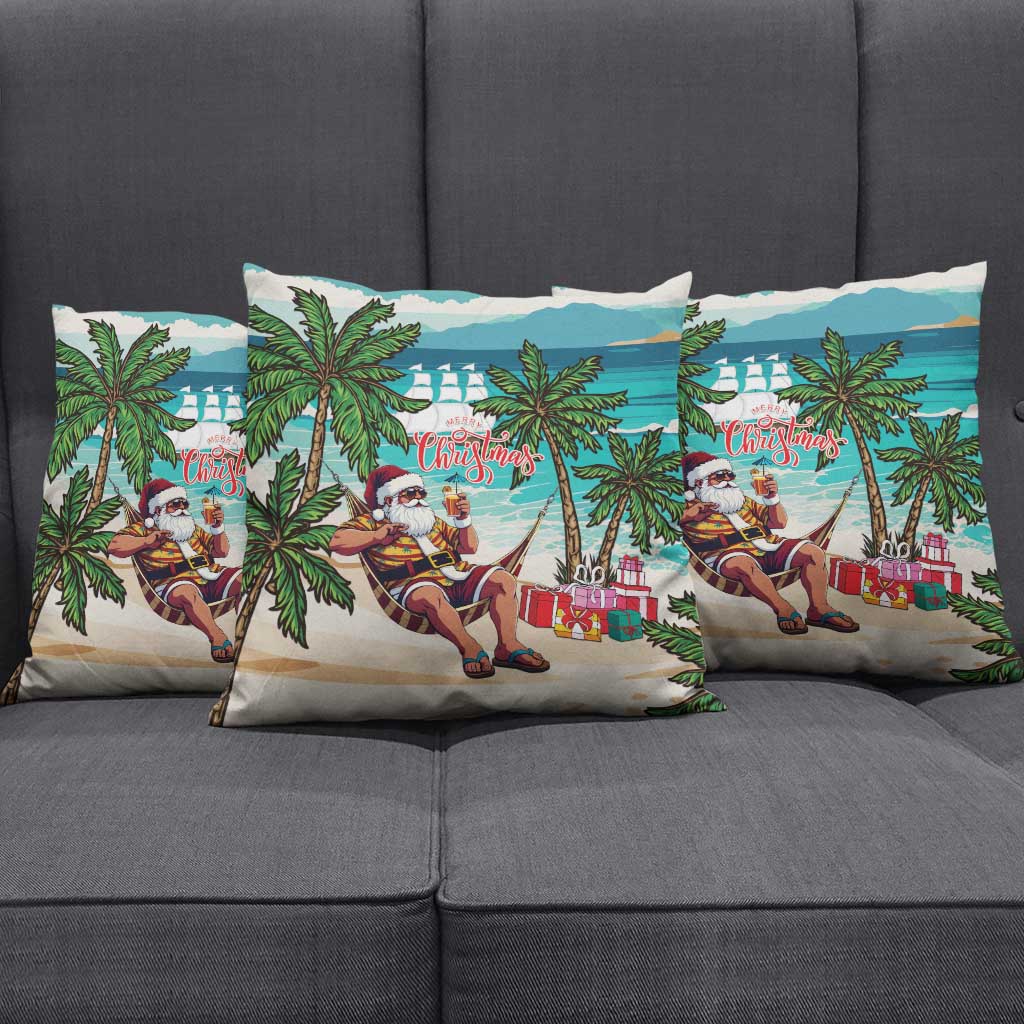 Liberia Christmas Pillow Cover Santa Chill on Tropical Beach