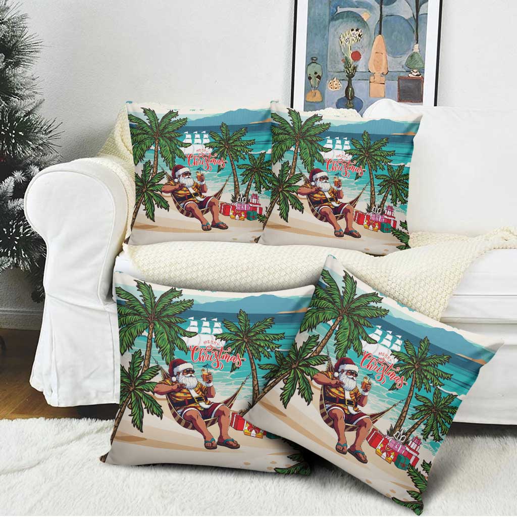 Liberia Christmas Pillow Cover Santa Chill on Tropical Beach