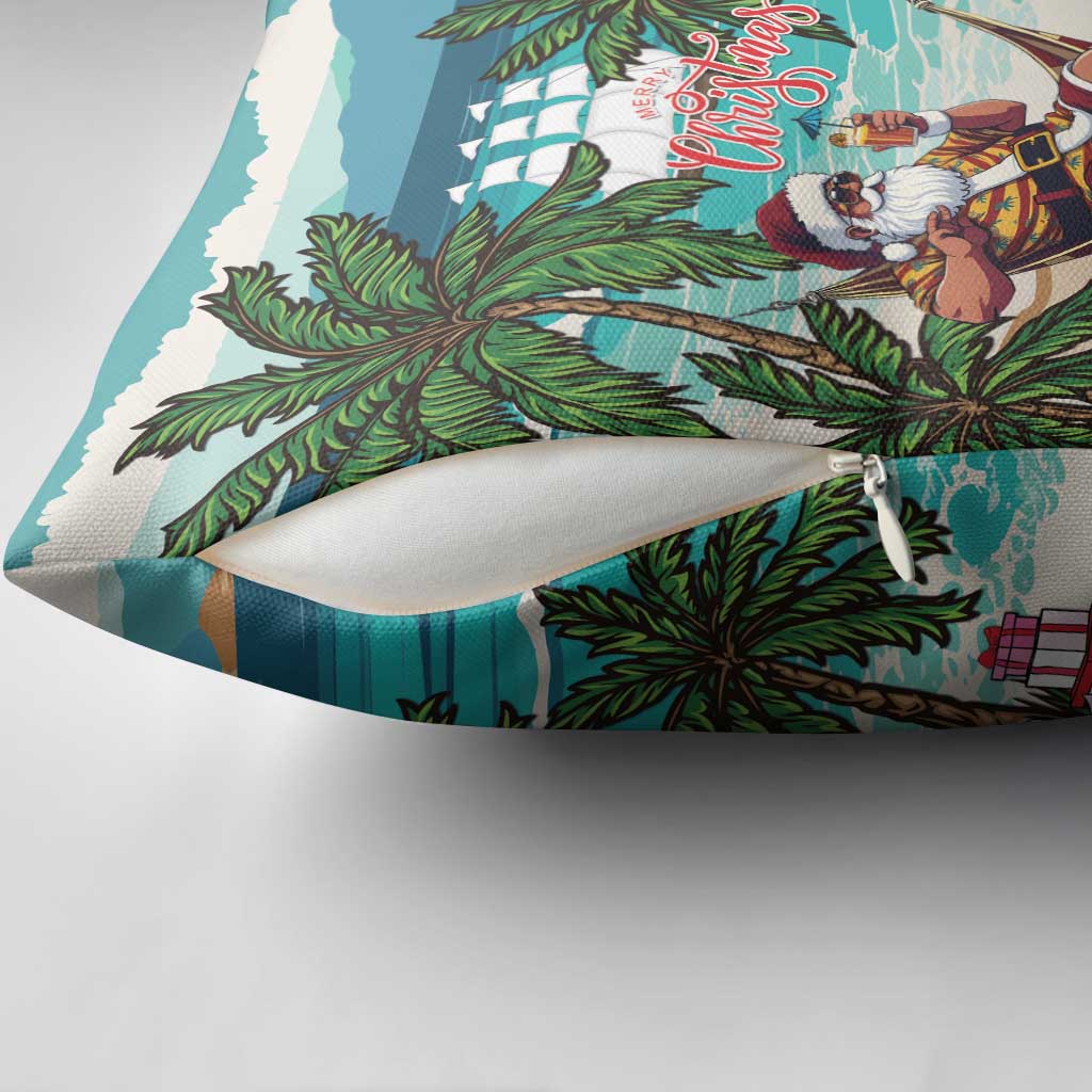 Liberia Christmas Pillow Cover Santa Chill on Tropical Beach