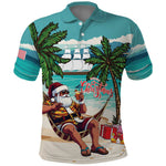 Afro Christmas in Liberia Polo Shirt Santa Chill on Tropical Beach - African Pride