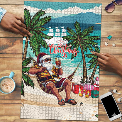 Liberia Christmas Puzzle Santa Chill on Tropical Beach