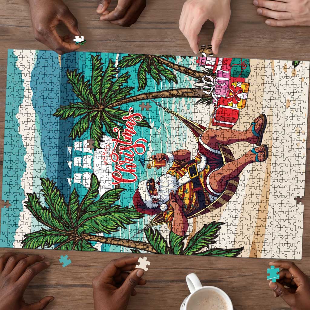 Liberia Christmas Puzzle Santa Chill on Tropical Beach