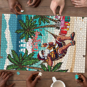 Liberia Christmas Puzzle Santa Chill on Tropical Beach