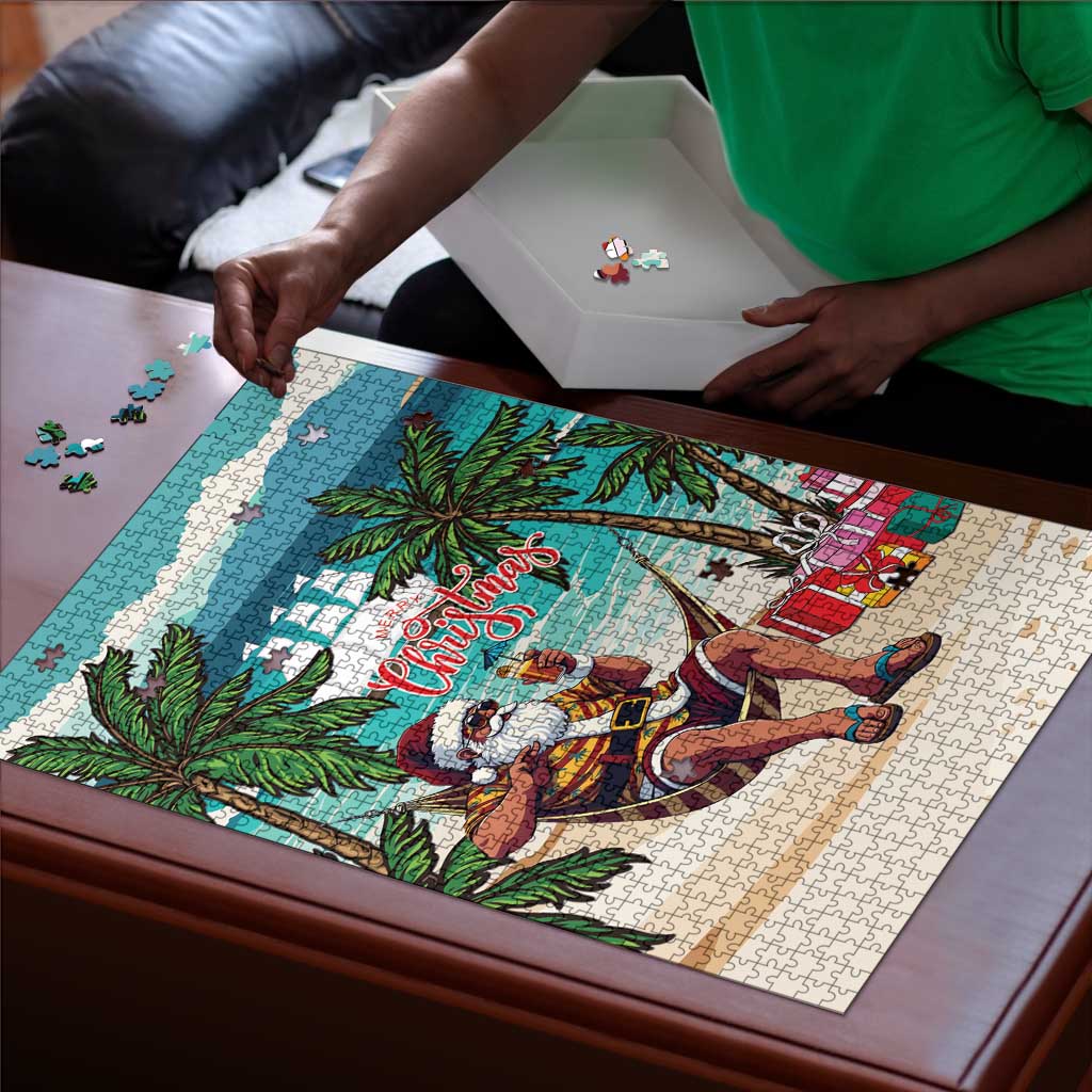 Liberia Christmas Puzzle Santa Chill on Tropical Beach