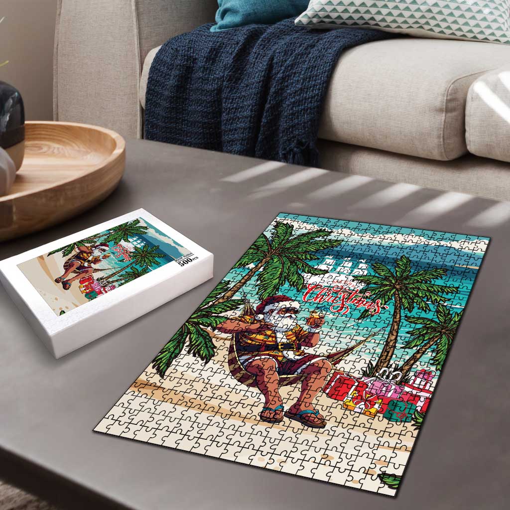 Liberia Christmas Puzzle Santa Chill on Tropical Beach