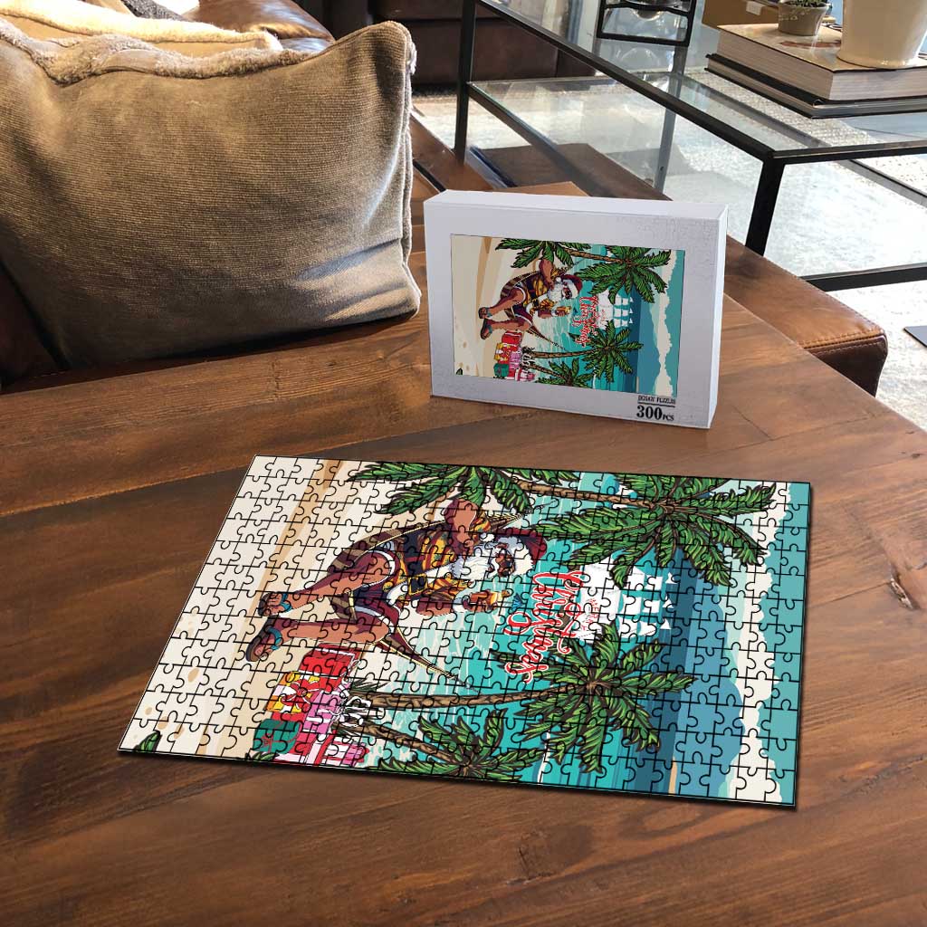 Liberia Christmas Puzzle Santa Chill on Tropical Beach