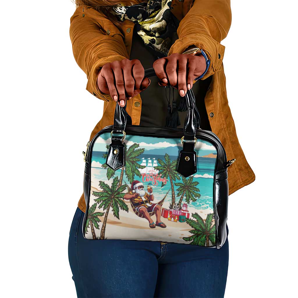 Afro Christmas in Liberia Shoulder Handbag Santa Chill on Tropical Beach - African Pride