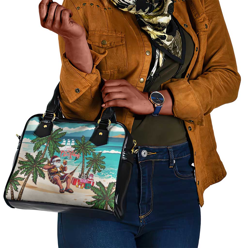 Afro Christmas in Liberia Shoulder Handbag Santa Chill on Tropical Beach - African Pride
