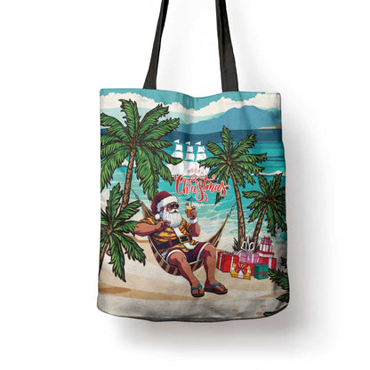 Liberia Christmas Tote Bag Santa Chill on Tropical Beach