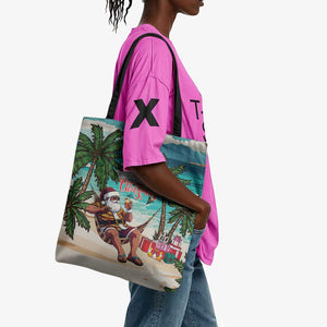 Liberia Christmas Tote Bag Santa Chill on Tropical Beach