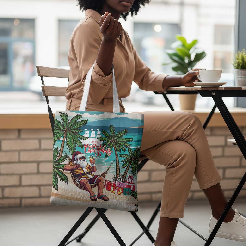 Liberia Christmas Tote Bag Santa Chill on Tropical Beach