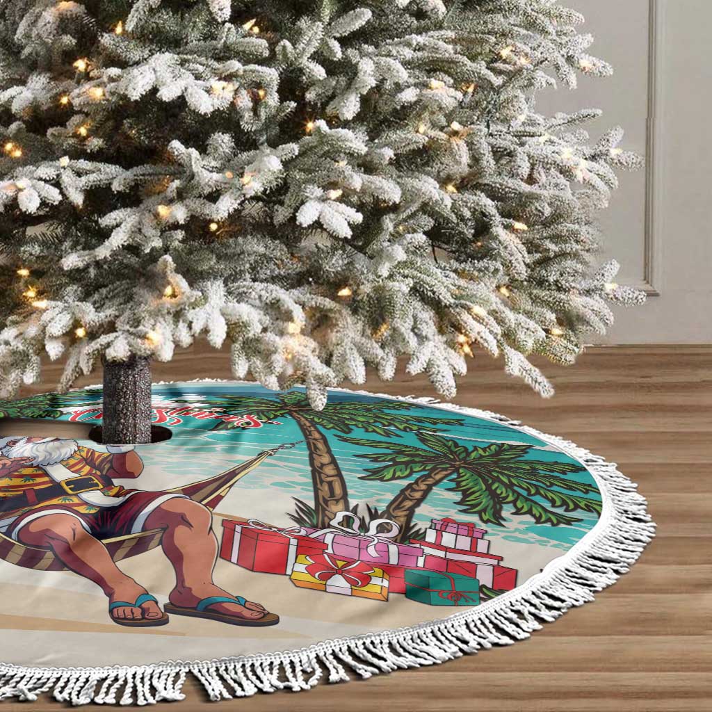 Afro Christmas in Liberia Tree Skirt Santa Chill on Tropical Beach - African Pride