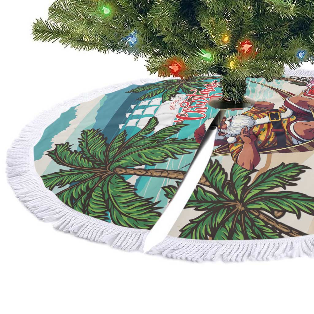 Afro Christmas in Liberia Tree Skirt Santa Chill on Tropical Beach - African Pride