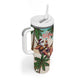 Afro Christmas in Liberia Tumbler With Handle Santa Chill on Tropical Beach - African Pride