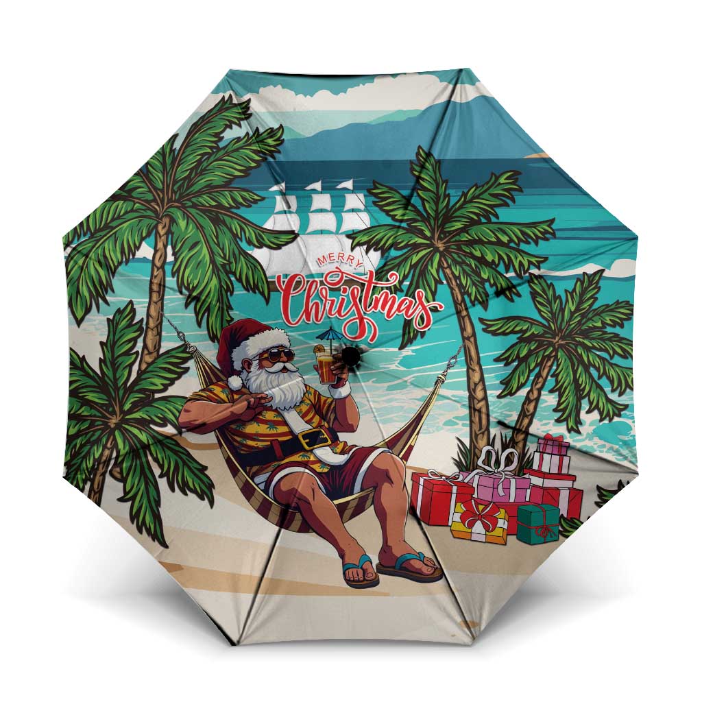 Liberia Christmas Umbrella Santa Chill on Tropical Beach