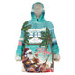 Afro Christmas in Liberia Wearable Blanket Hoodie Santa Chill on Tropical Beach - African Pride