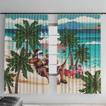 Afro Christmas in Liberia Window Curtain Santa Chill on Tropical Beach - African Pride