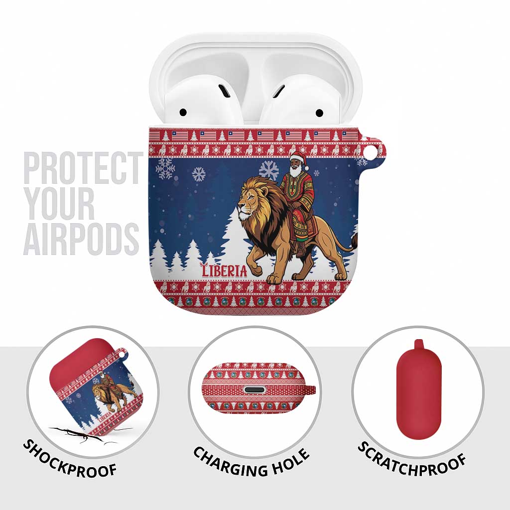 Liberia Christmas AirPods Case Black Santa Riding Lion - Merry Christmas